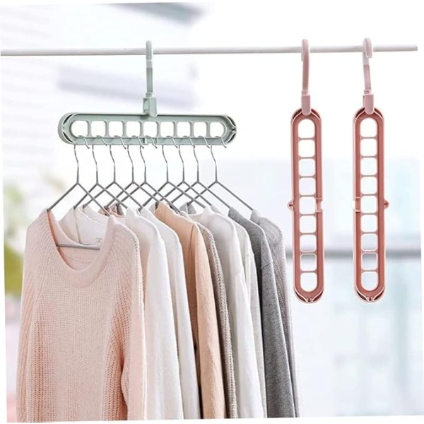 Foldable Hangers, Space Saving Clothes 3pcs, Plastic 9 holders Organizer Hangers